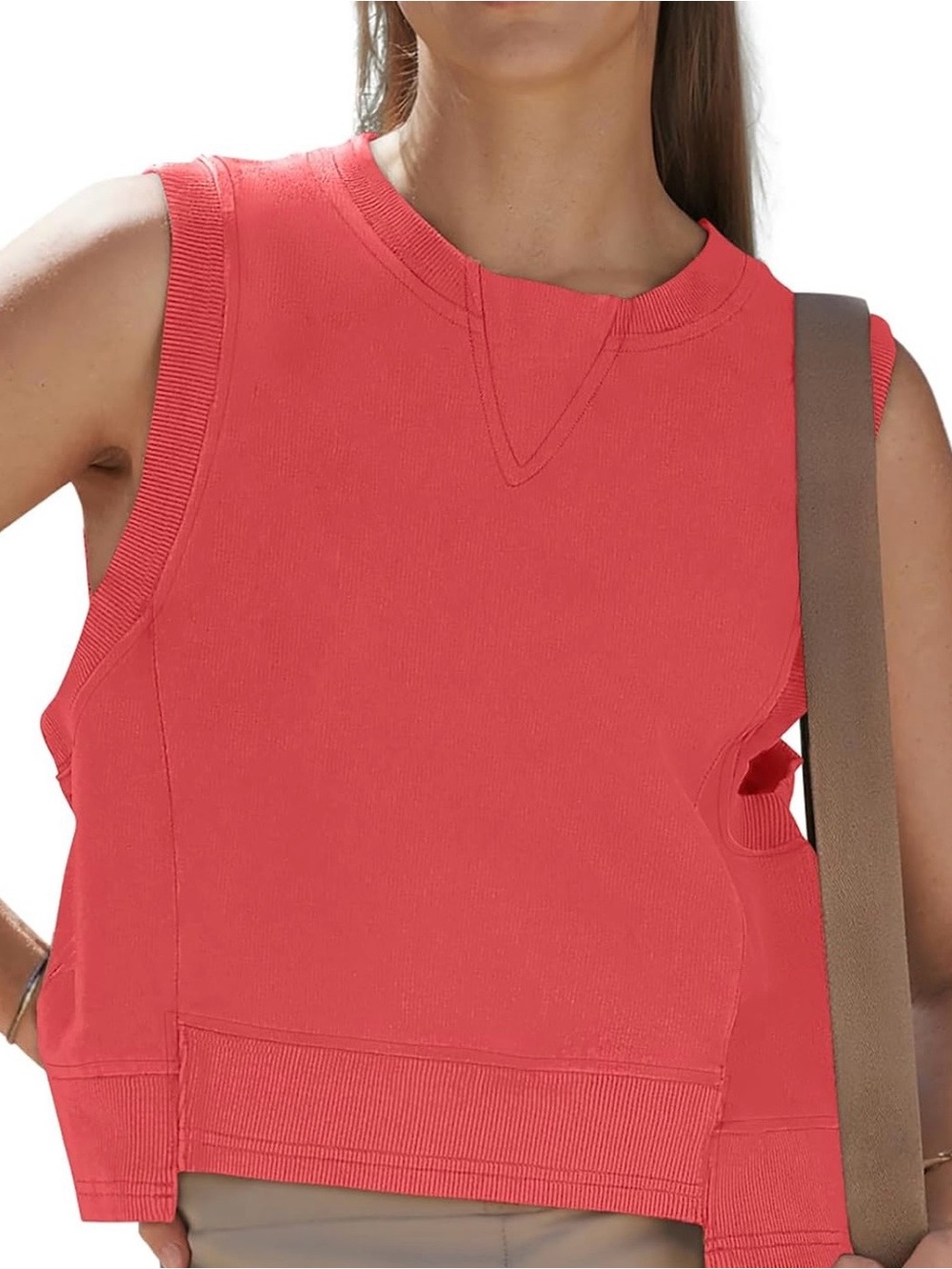 Coral Sleeveless Knit Tank Top